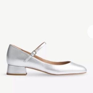 LK Bennett Pumps 10 Silver Leather Beatrix Mary Jane Retro Made Spain New $330